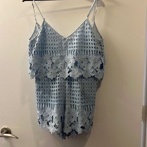 Saylor light blue romper with eyelet detailing